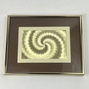 Manifestations Inc Optical Illusion Art Gold Spiral Vortex Framed Vintage Wall